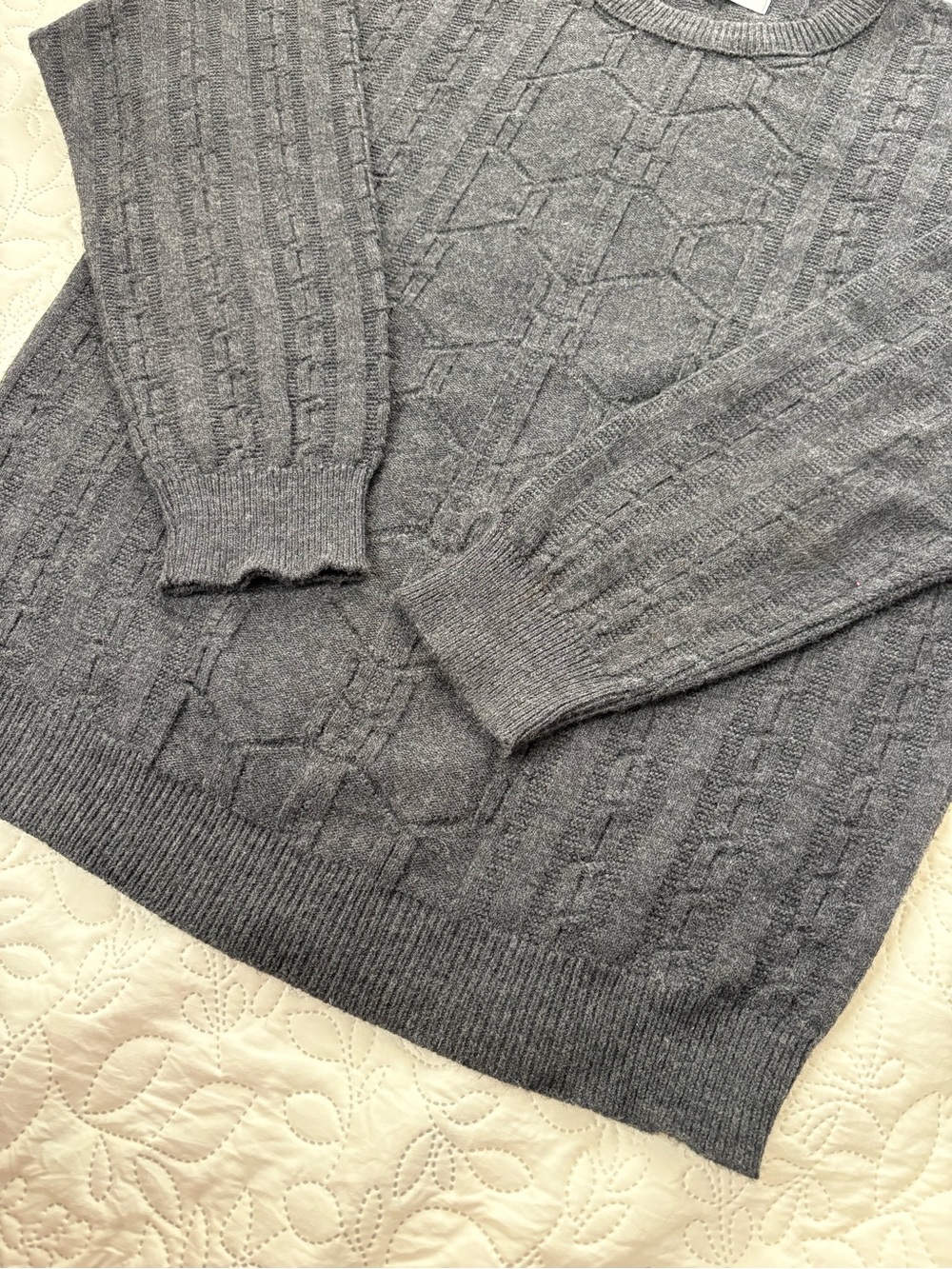 Vintage Christian Dior Monsieur Sweater Mens L Gray Cable Knit USA - Picture 4 of 6